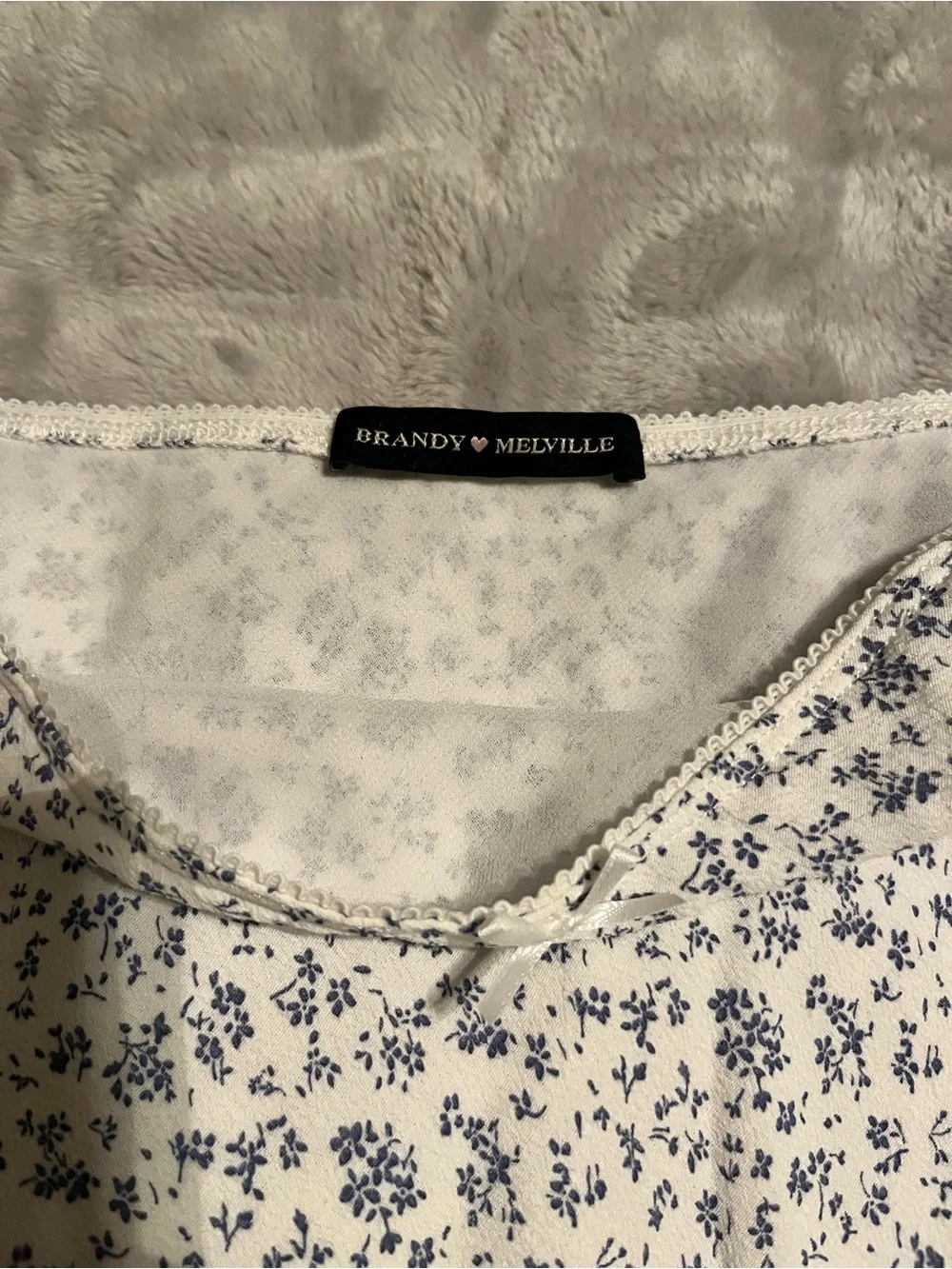 Brandy Melville Midi Skirt with Blue Floral Print